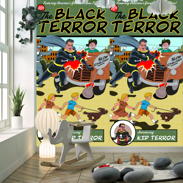 Black Terror Comics Acrylic Wall Panels Home Decor Wall Panels 2440mmm x 1220mm - CladdTech