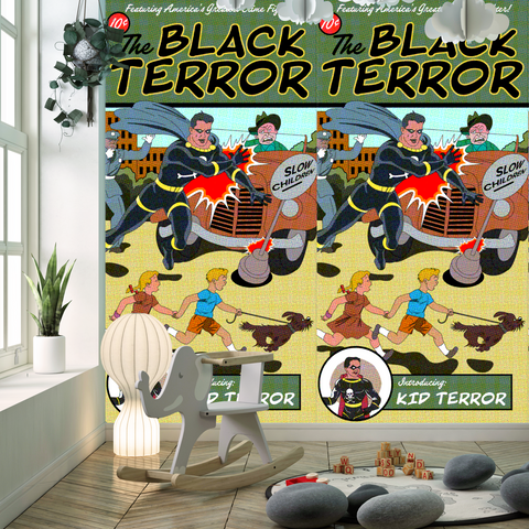 Black Terror Comics Acrylic Wall Panels Home Decor Wall Panels 2440mmm x 1220mm - CladdTech