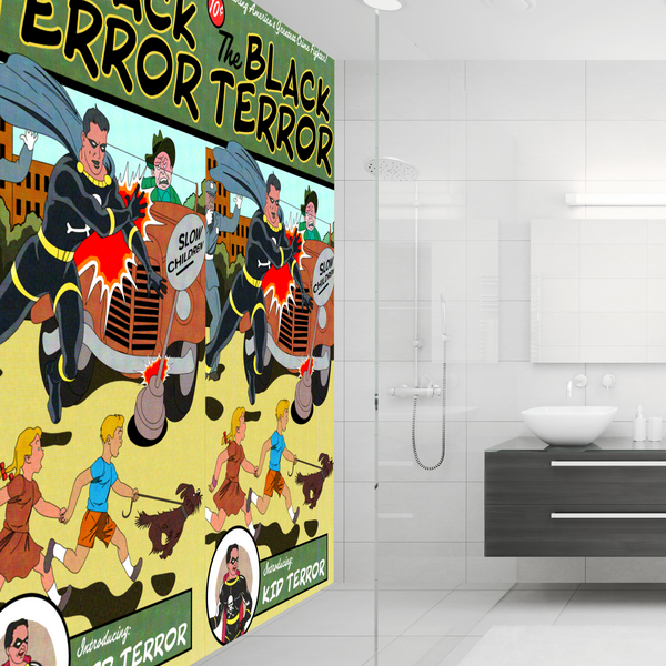 Black Terror Comics Acrylic Wall Panels Home Decor Wall Panels 2440mmm x 1220mm - CladdTech