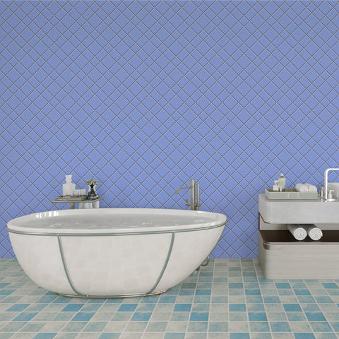 Blue Basket Weave Acrylic Shower Wall Panel 2440mm x 1220mm (3mm Thick) - CladdTech