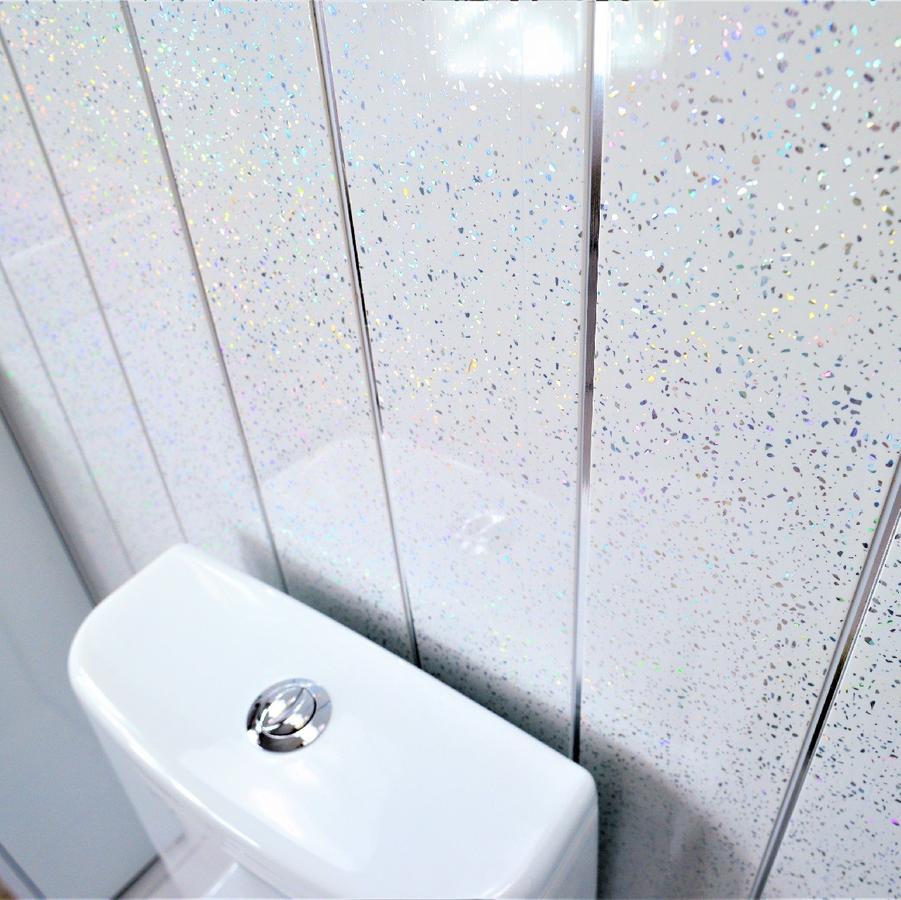 Platinum Sparkle & Chrome 5mm Ceiling Cladding For Bathrooms - Claddtech