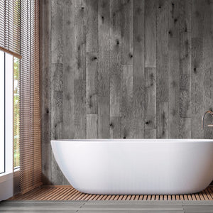 Distressed Grey Oak Wood Bathroom Wall Panels PVC 8mm Thick Cladding 2.6m x 0.25m (Pack of 4) - Claddtech