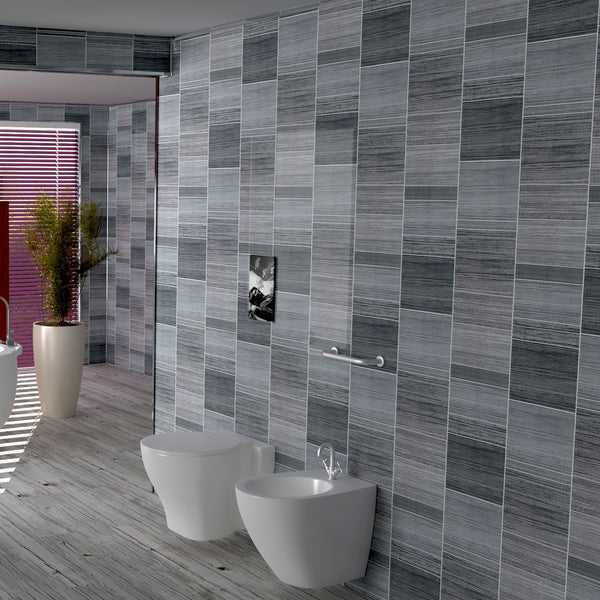 Executive Small Tile 8mm Wall Panels For Bathrooms PVC Wall Cladding 2.6m x 0.25m - Claddtech