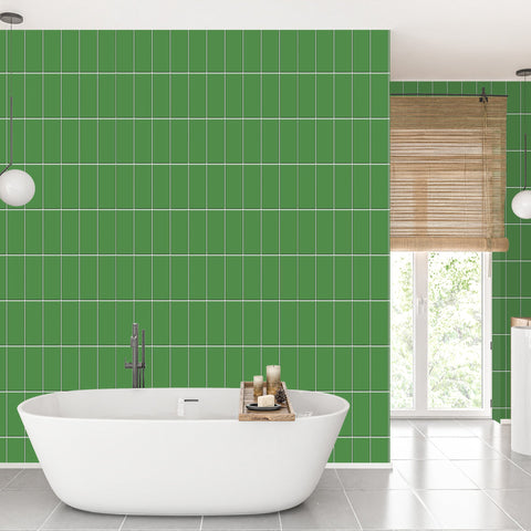 Green Vertical Block Tile Acrylic Shower Wall Panel 2440mm x 1220mm (3mm Thick) - CladdTech