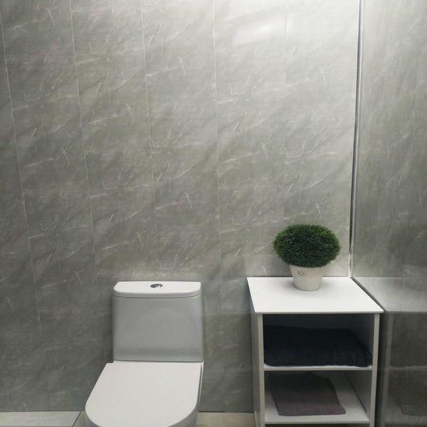 Grey Marble Bathroom Wall Panels PVC 8mm Thick Cladding 2.6m x 250mm - Claddtech