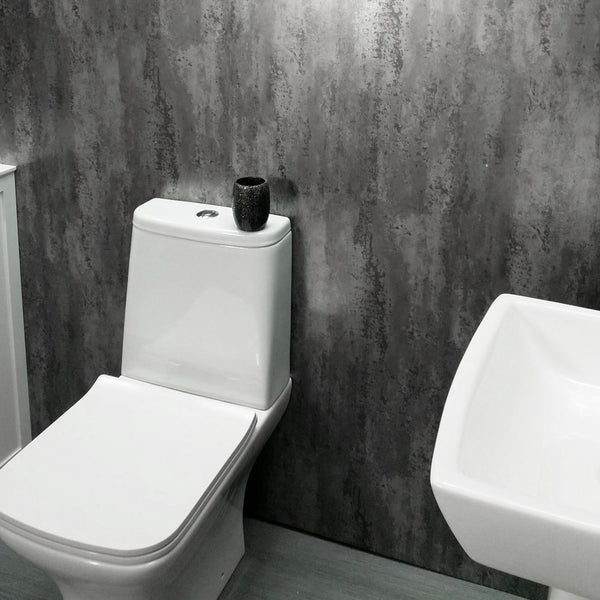 Grey Metallic Retro Large 10mm Thick Bathroom Wall PVC Cladding Panels - Claddtech