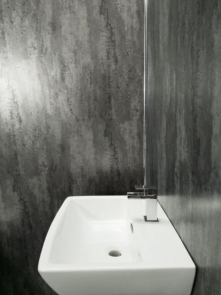 Grey Metallic Retro Large 10mm Thick Bathroom Wall PVC Cladding Panels - Claddtech