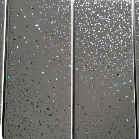 Grey Sparkle & Chrome Bathroom Wall Panels PVC 5mm Thick Cladding - Claddtech