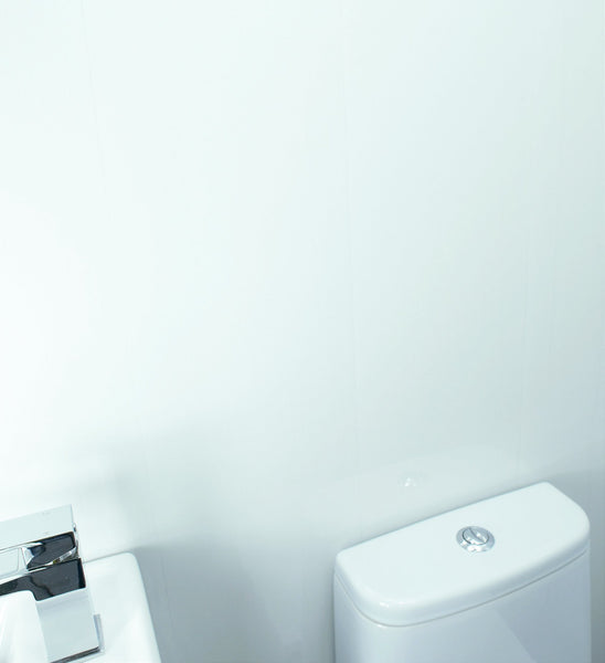 Gloss White Bathroom Wall Panels PVC 5mm Thick Cladding 2.6m x 250mm - Claddtech