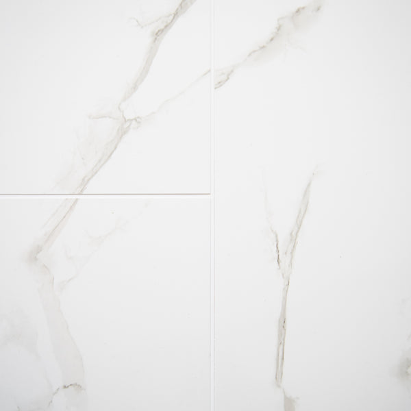 White Marble Tile Groove Bathroom Wall Panels 8mm Shower Cladding - Claddtech