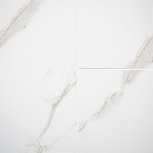 White Marble Tile Groove Bathroom Wall Panels 8mm Shower Cladding - Claddtech