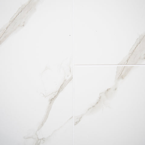 White Marble Tile Groove Bathroom Wall Panels 8mm Shower Cladding - Claddtech