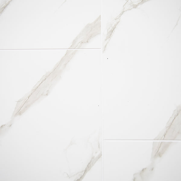 White Marble Tile Groove Bathroom Wall Panels 8mm Shower Cladding - Claddtech