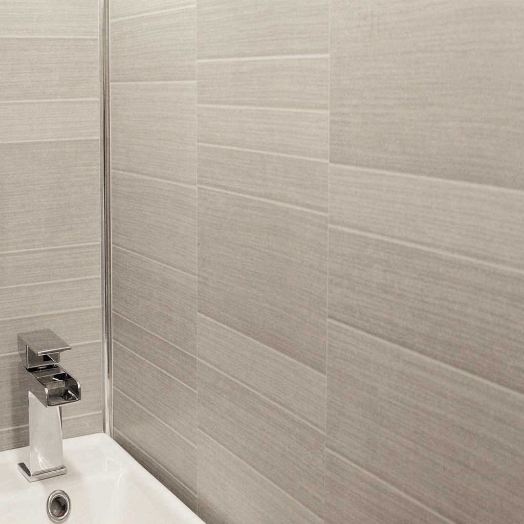 Multi Grey Small Tile PVC Wall Panels - 4 Pack, Waterproof, Easy Install Shower Cladding For Bathroom & Kitchen