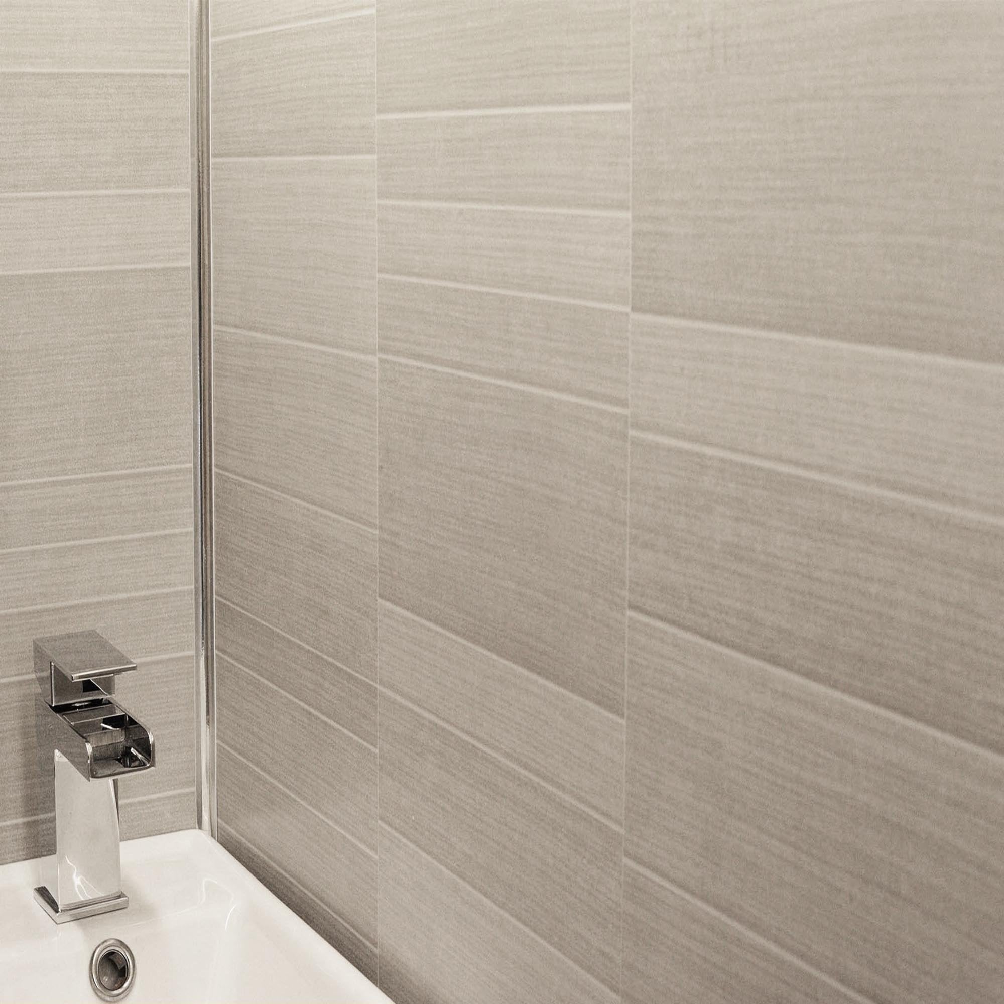 Light Grey Small Tile Effect Bathroom Wall Panels Pvc 5mm Thick