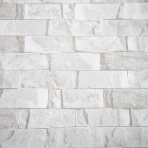 Polished White Grey Brick Shower Wall Panel 2.4m x 1m PVC Bathroom 10mm Cladding - Claddtech