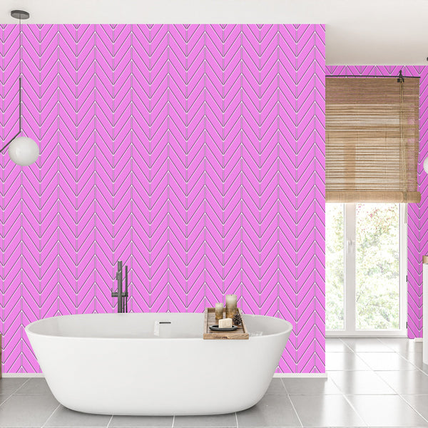 Pink Chevron Tile Acrylic Shower Wall Panel 2440mm x 1220mm ( 3mm Thick) - CladdTech