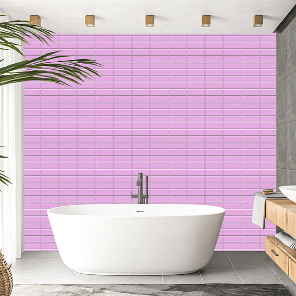 Pink Horizontal Block Tile Acrylic Shower Panel 2440mm x 1220mm ( 3mm Thick) - CladdTech