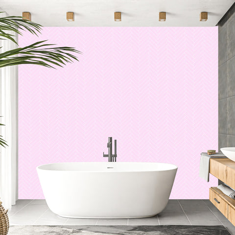 Pink Single Herringbone Tile Acrylic Shower Panel 2440mm x 1220mm ( 3mm Thick) - CladdTech