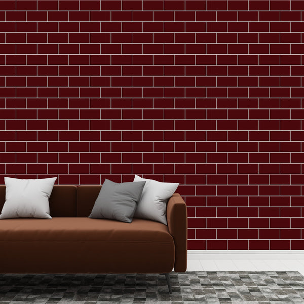 Red Subway Tile Acrylic Shower Panel 2440mm x 1220mm ( 3mm Thick) - CladdTech