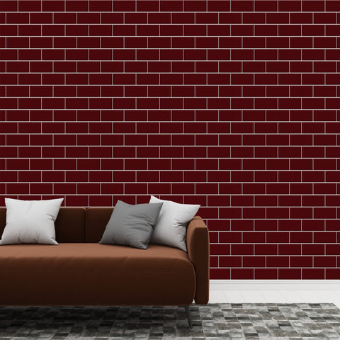 Red Subway Tile Acrylic Shower Panel 2440mm x 1220mm ( 3mm Thick) - CladdTech