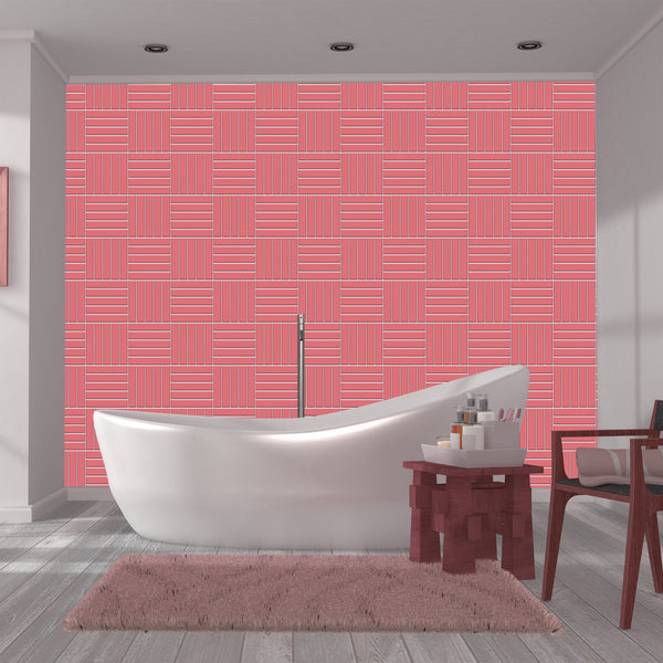 Red Mosaic Tile Acrylic Shower Wall Panel 2440mm x 1220mm ( 3mm Thick) - CladdTech