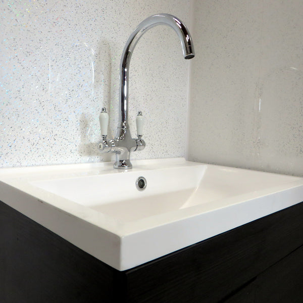 10 x White Sparkle PVC Bathroom Cladding Panels - CladdTech