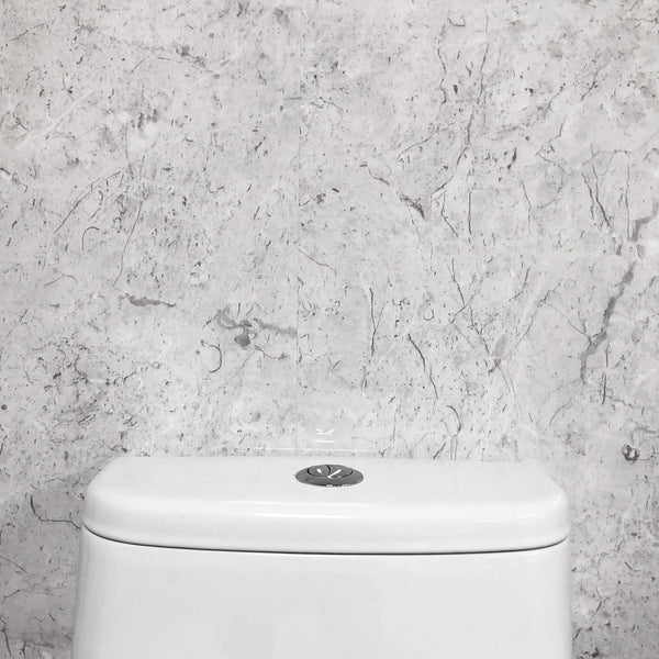 White Alabaster Marble Bathroom Cladding 5mm Shower Wall Panels 2.6m x 0.25m - Claddtech