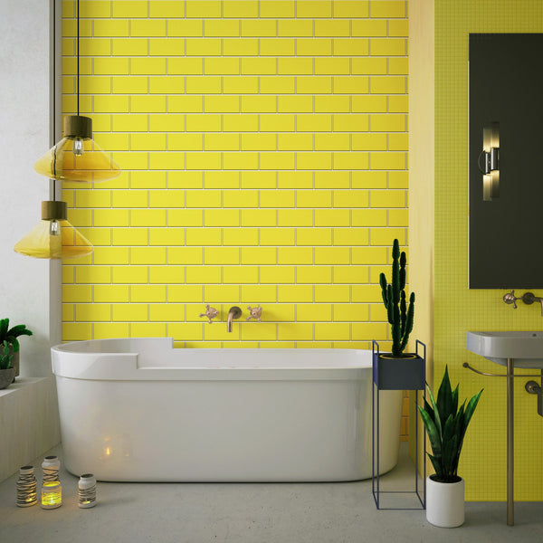 Yellow Subway Tile Acrylic Shower Wall Panel 2440mm x 1220mm ( 3mm Thick) - CladdTech