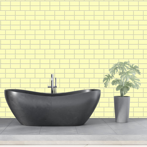 Yellow Brickbond Tile Acrylic Shower Wall Panel 2440mm x 1220mm ( 3mm Thick) - CladdTech