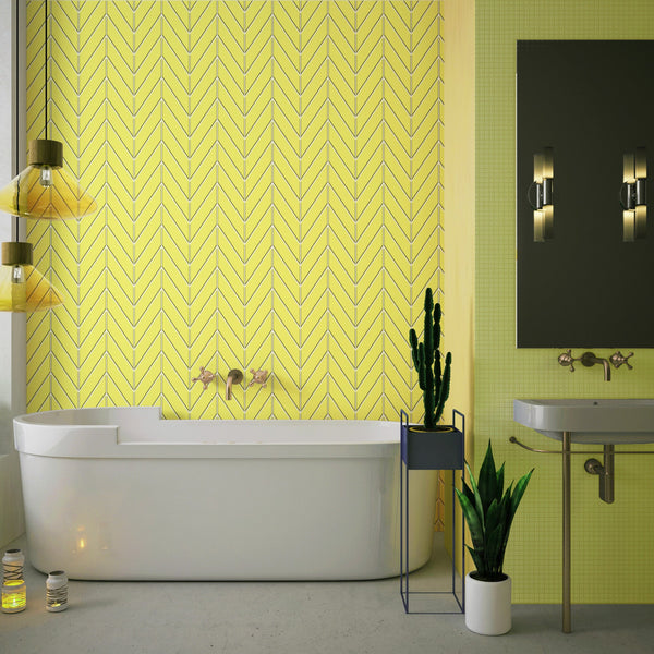Yellow Chevron Tile Acrylic Shower Panel 2440mm x 1220mm ( 3mm Thick)
