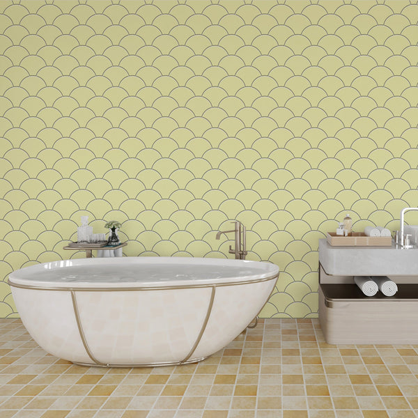 Yellow Fishscales Tile Acrylic Shower Panel 2440mm x 1220mm (3mm Thick) - CladdTech