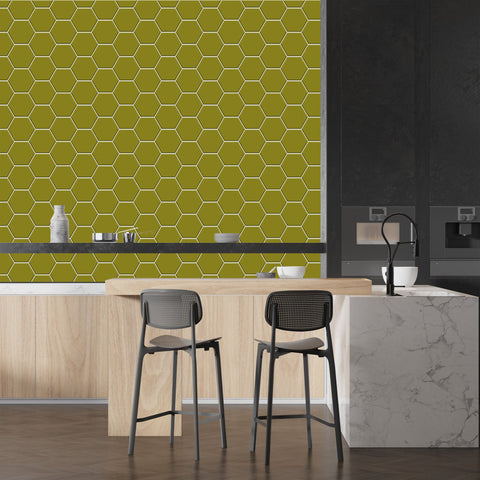 Yellow Hexagon Tile Acrylic Wall Panel 2440mm x 1220mm (3mm Thick) - CladdTech