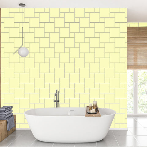 Yellow Pin Wheel Tile Acrylic Shower Wall Panel 2440mm x 1220mm ( 3mm Thick) - CladdTech