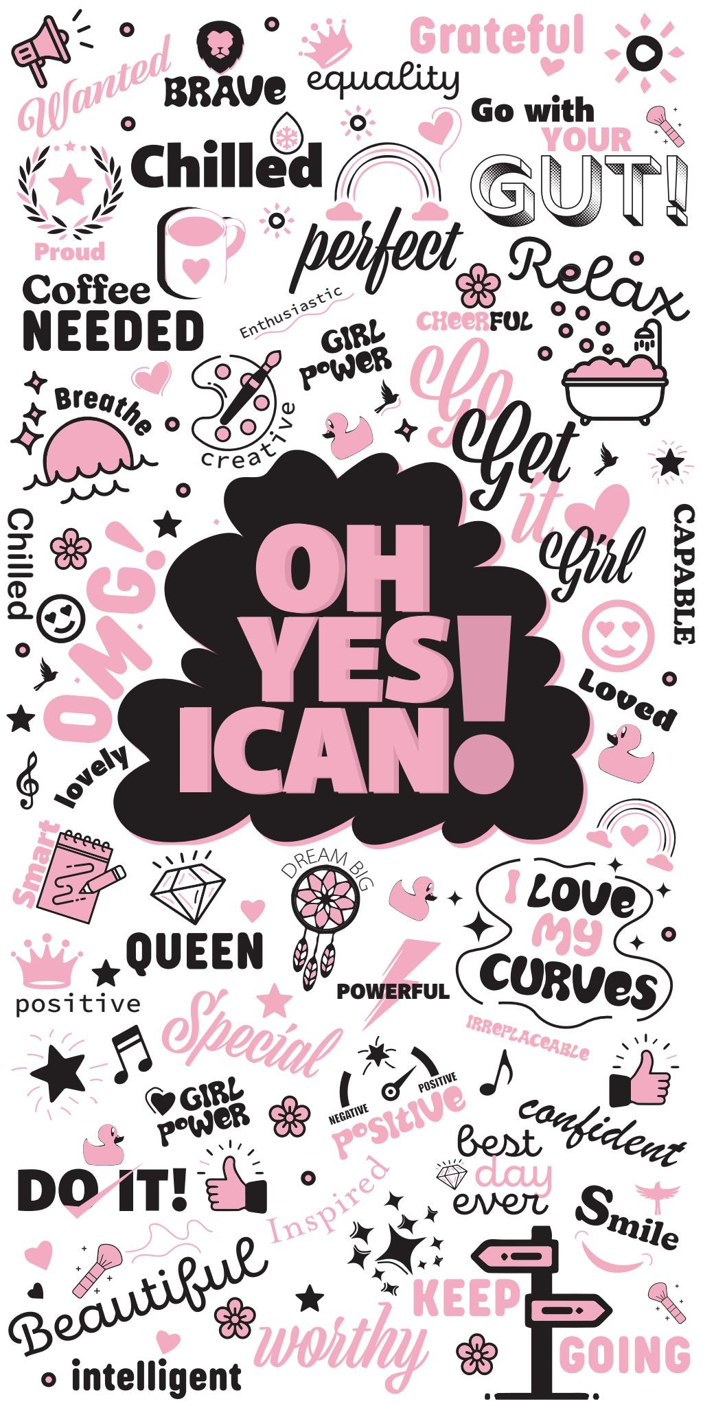 YES I CAN Affirmation Artwork Acrylic Shower Wall Panels Home Decor Wall Panels 2440mmm x 1220mm - CladdTech