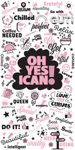 YES I CAN Affirmation Artwork Acrylic Shower Wall Panels Home Decor Wall Panels 2440mmm x 1220mm - CladdTech