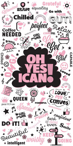 YES I CAN Affirmation Artwork Acrylic Shower Wall Panels Home Decor Wall Panels 2440mmm x 1220mm - CladdTech