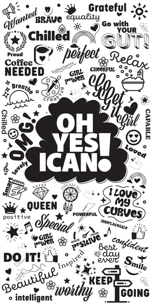 YES I CAN Affirmation Artwork Acrylic Shower Wall Panels Home Decor Wall Panels 2440mmm x 1220mm - CladdTech