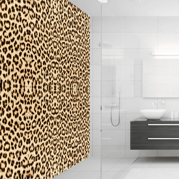 Artistic Leopard Print Acrylic Shower Wall Panels Home Decor Wall Panels 2440mmm x 1220mm - CladdTech