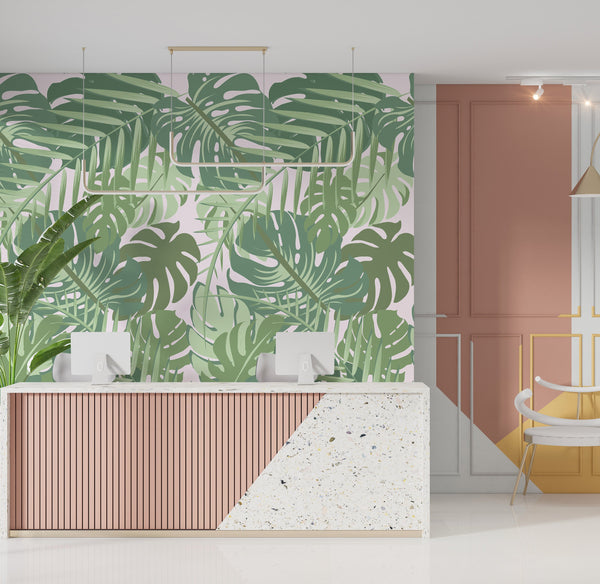 Banana Leaf Plant Pink Acrylic Shower Wall Panels Home Decor Wall Panels 2440mmm x 1220mm - CladdTech