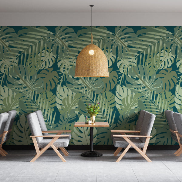 Banana Leaf Plant Blue Acrylic Shower Wall Panels Home Decor Wall Panels 2440mmm x 1220mm - CladdTech