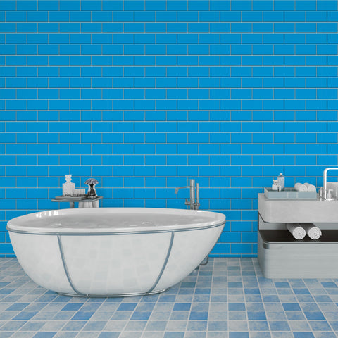 Blue Brick Tile Acrylic Shower Wall Panel 2440mm x 1220mm (3mm Thick) - CladdTech