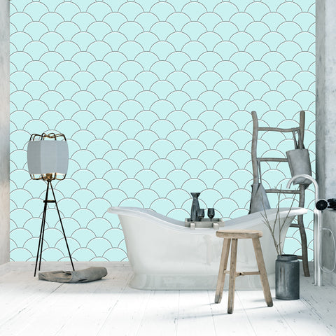 Blue Fishscales Acrylic Shower Wall Panel 2440mm x 1220mm (3mm Thick) - CladdTech