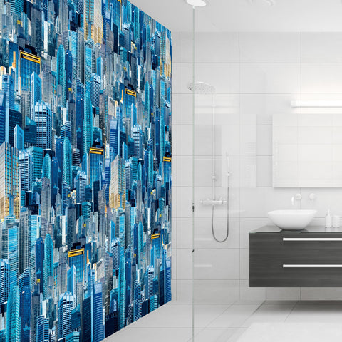 City Stacked Scenery Acrylic Shower Wall Panels Home Decor Wall Panels 2440mmm x 1220mm - CladdTech