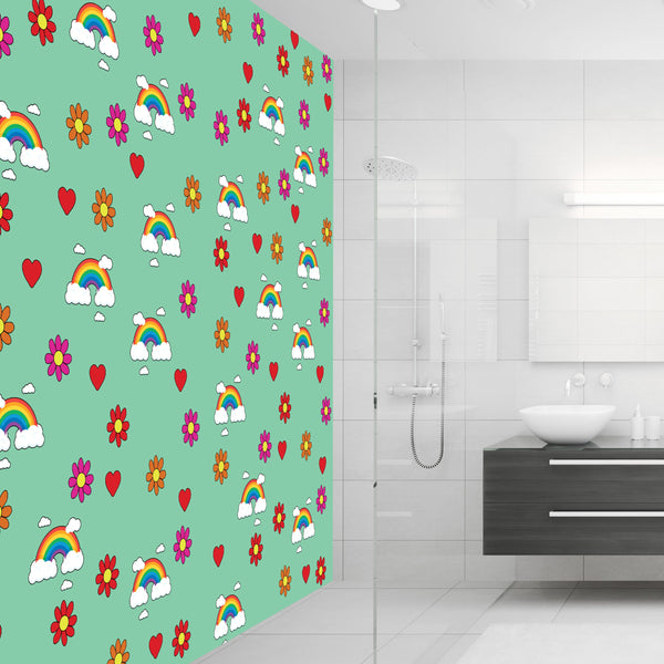 Flowers & Rainbows Acrylic Wall Panels Home Decor Wall Panels 2440mmm x 1220mm - CladdTech