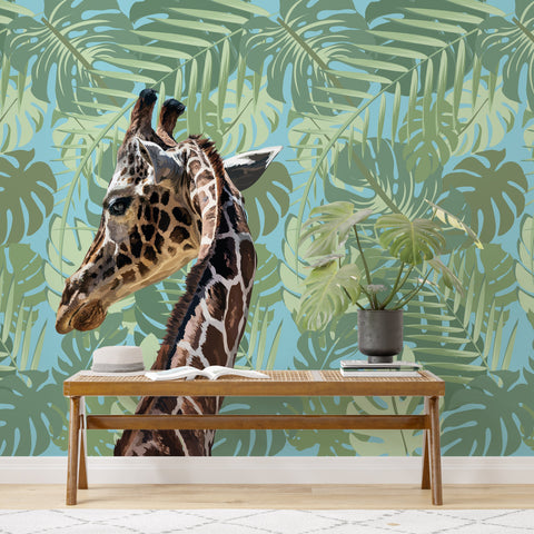 Giraffe in the Wild Banana Leaf Acrylic Shower Wall Panels Home Decor Wall Panels 2440mmm x 1220mm - CladdTech