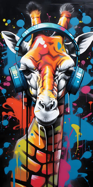 Graffiti Giraffe Acrylic Wall Panels Home Decor Wall Panels 2440mmm x 1220mm - CladdTech