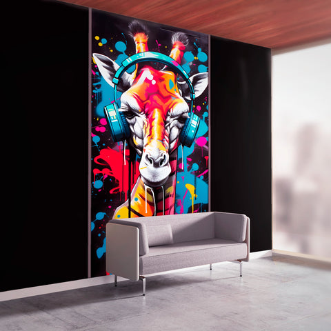 Graffiti Giraffe Acrylic Wall Panels Home Decor Wall Panels 2440mmm x 1220mm - CladdTech