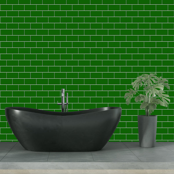 Green Subway Tile Acrylic Shower Wall Panel 2440mm x 1220mm - CladdTech