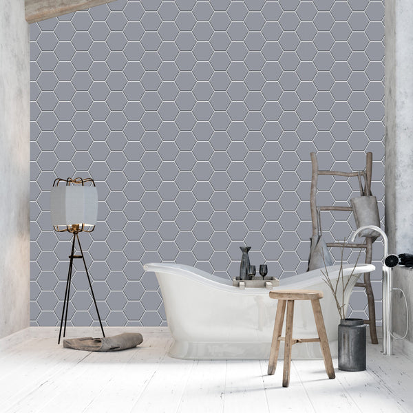 Grey Hexagon Acrylic Shower Wall Panel 2440mm x 1220mm (3mm Thick) - CladdTech